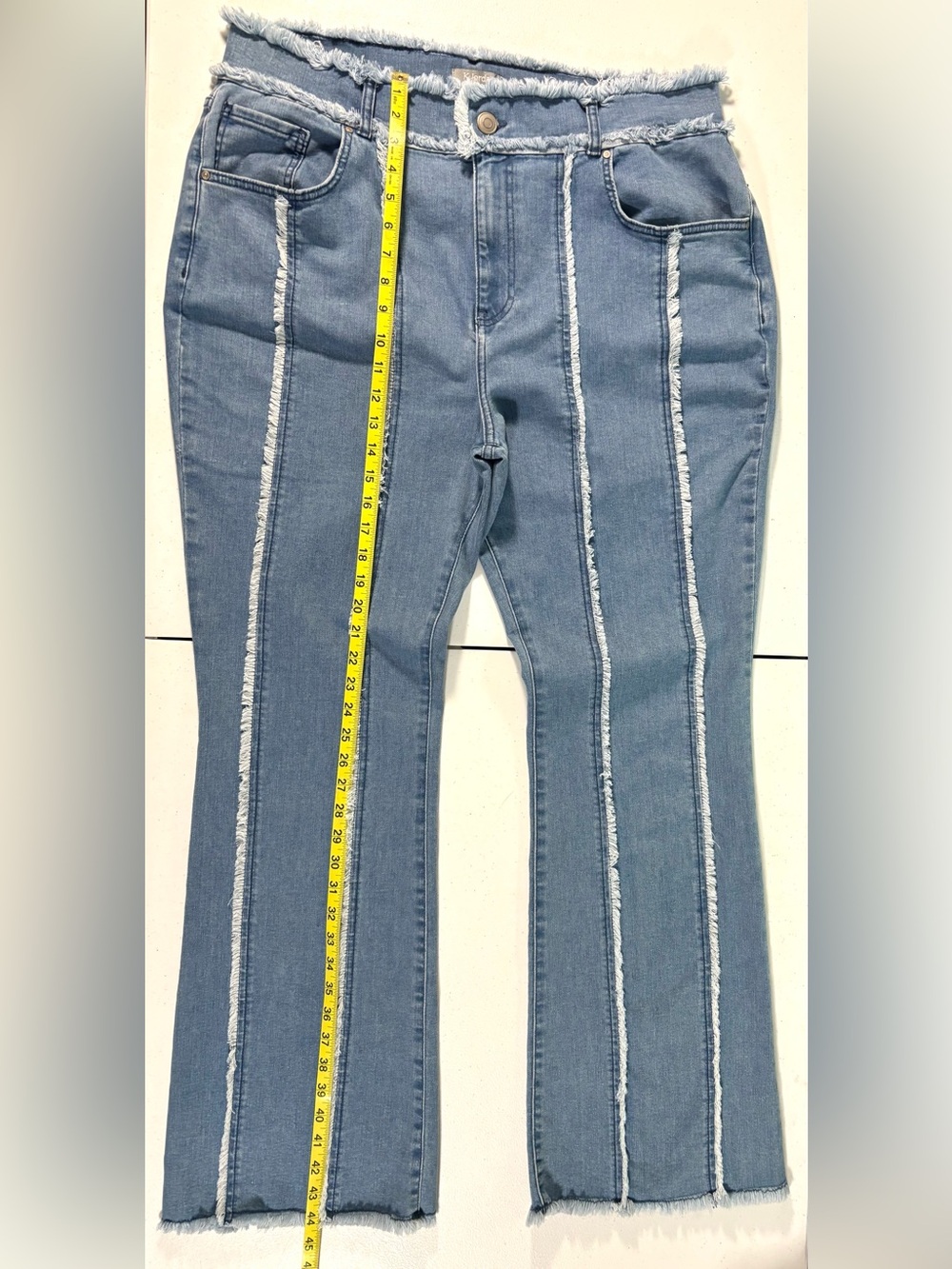 K Jordan Plus Size 20W Raw Hem Flare Wide Leg Jeans Exposed Seam - Picture 13 of 16